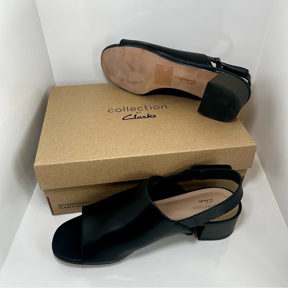 Clarks Women’s Elisa Lyndsey Black Leather Heel Sandal, Size 7.5, New Con - Picture 8 of 8